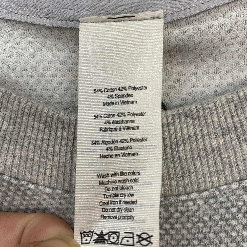 Alo Yoga‎ Sweatshirt Mens Medium Gray Crewneck Zip Pocket Raglan Knit Textured
